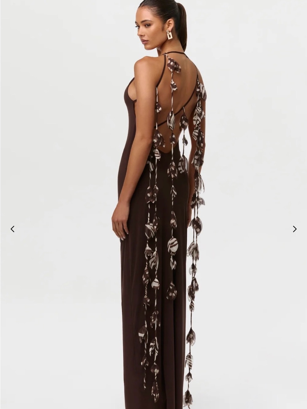 Naked Wardrobe Women's Brown Backless Maxi Dress NWT